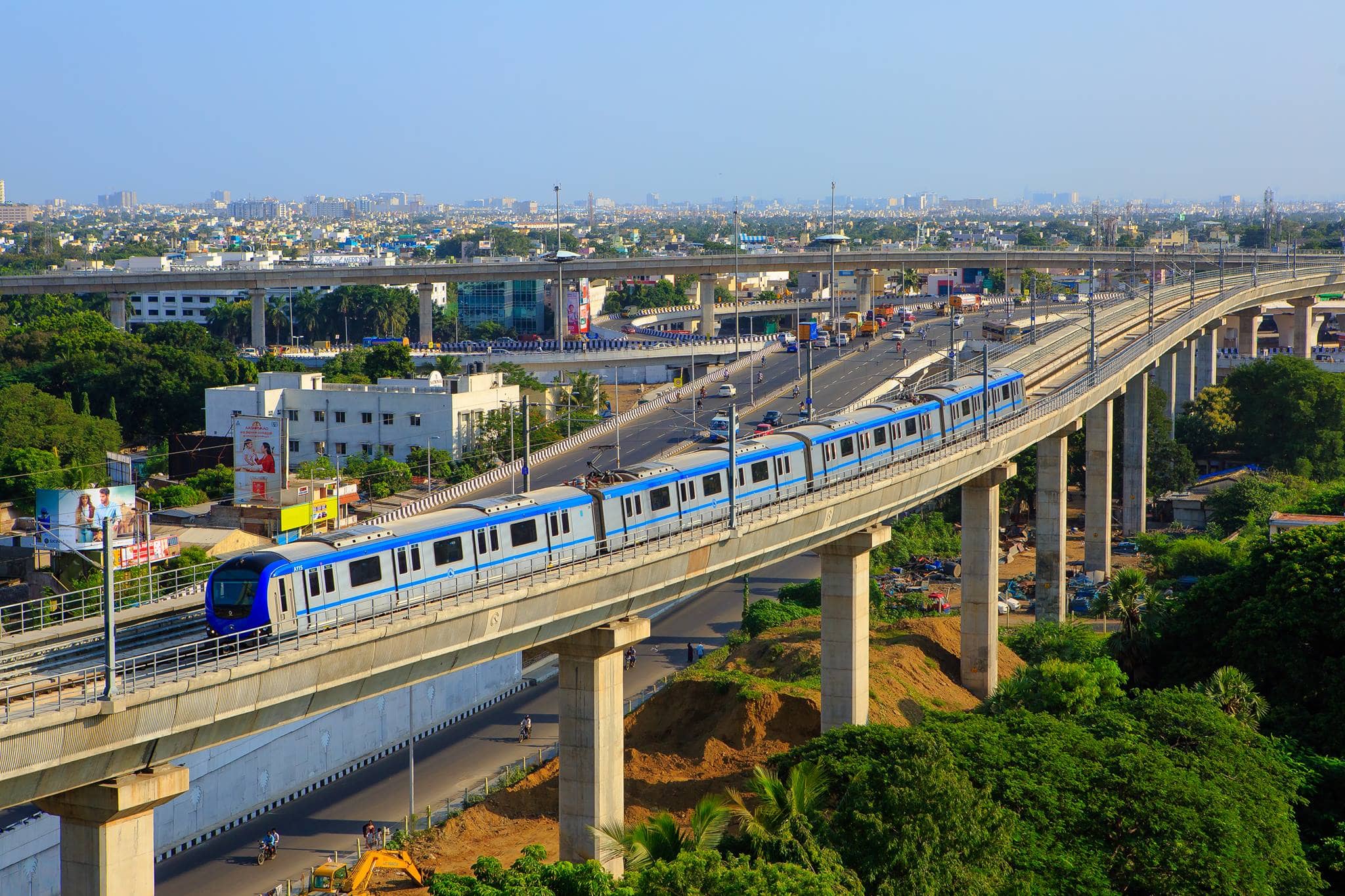 Metro rail construction work in Chennai